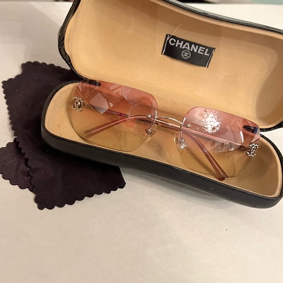 CHANEL 4017-D PINK SUNGLASSES CC Logo Crystals Vintage Y2K - Picture 4 of 16